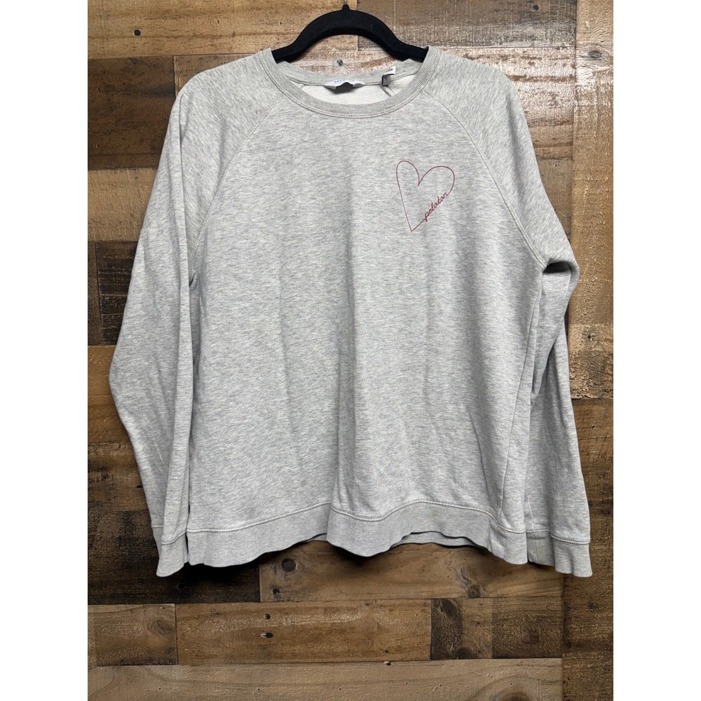 Peloton Womens Heather Gray Ride Sweat Love Heart Graphic Sweatshirt Large